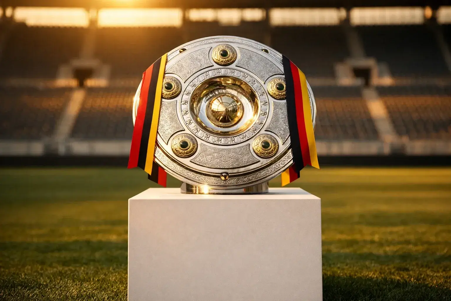 Trofeo della Bundesliga con vista stadio tedesco prima della stagione