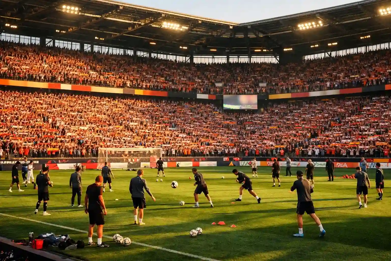 Atmosfera elettrica di uno stadio di Bundesliga durante partita casalinga