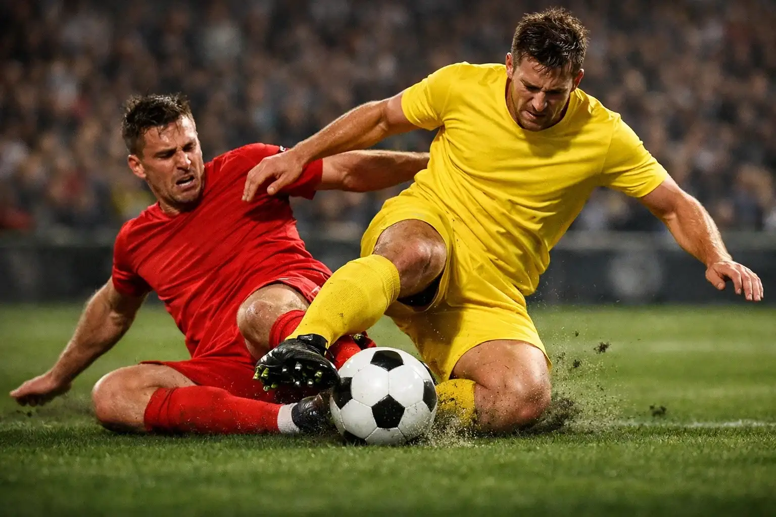 Calciatori della Bundesliga in azione durante un contrasto di gioco