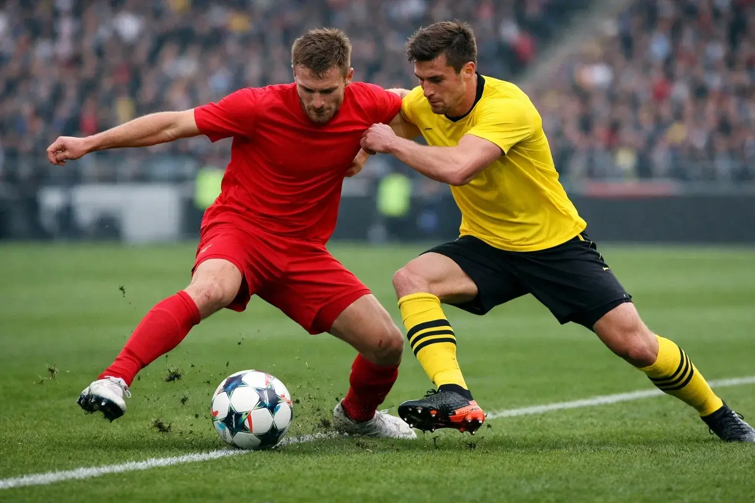 Azione di gioco durante una partita di Bundesliga su campo in erba naturale