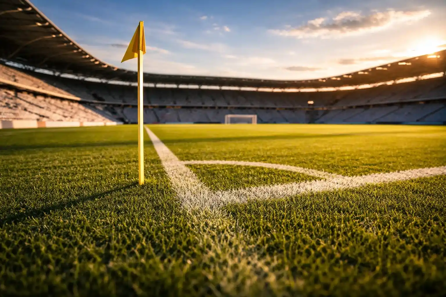 Campo da calcio tedesco con erba verde e linee bianche prima di una partita