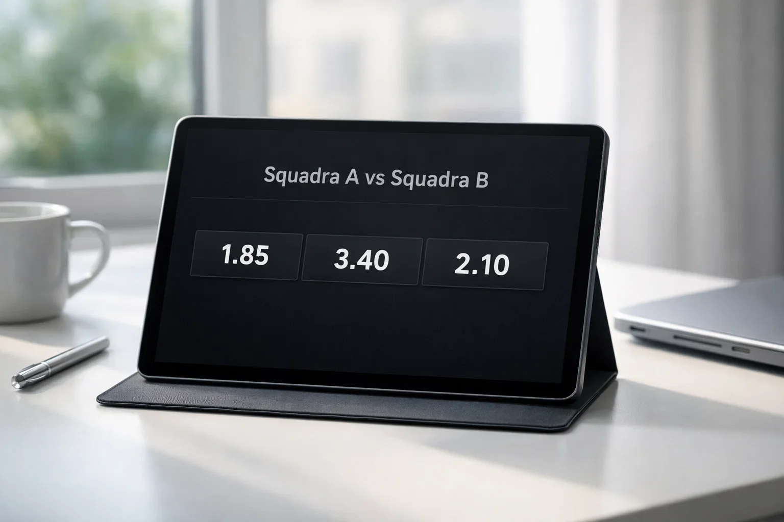 Schermata di quote per scommesse calcistiche con simbolo euro