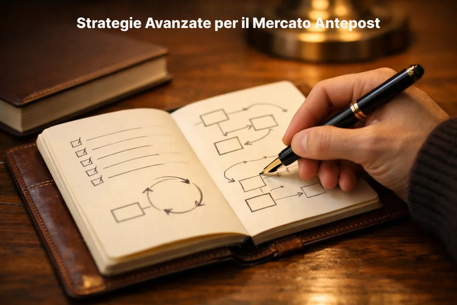 Persona pianifica strategie di scommessa con appunti e penna su blocco note